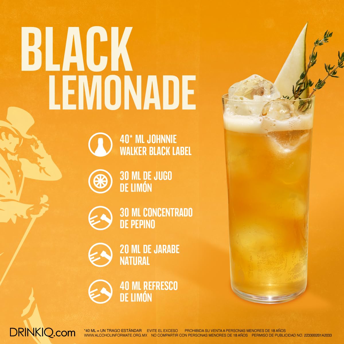 Johnnie Walker, Black Label, 1 L, Whisky Blended Scotch, Envejecido 12 Años, Sabor Dulce y Ahumado