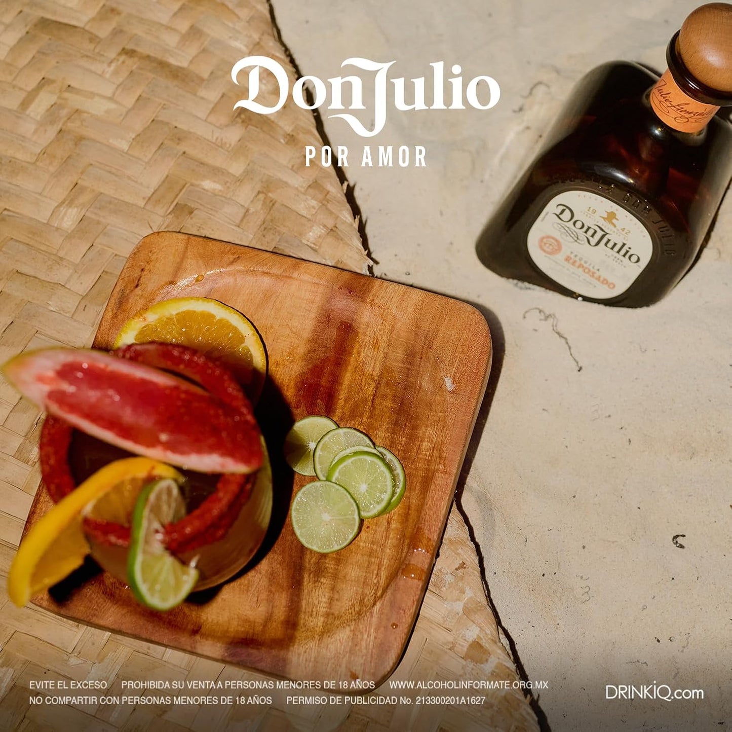 Don Julio, Tequila Reposado 700ml, Sedoso y Cálido, Sabor Suave, Notas Chocolate, Vainilla y Canela
