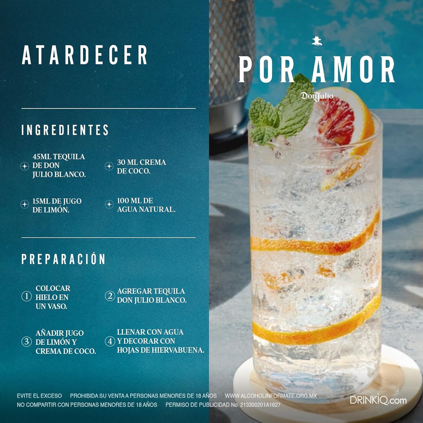 Don Julio, Tequila Blanco 700ml, Sabor Ligeramente Dulce a Agave, Notas Suaves, Limpio y Fresco