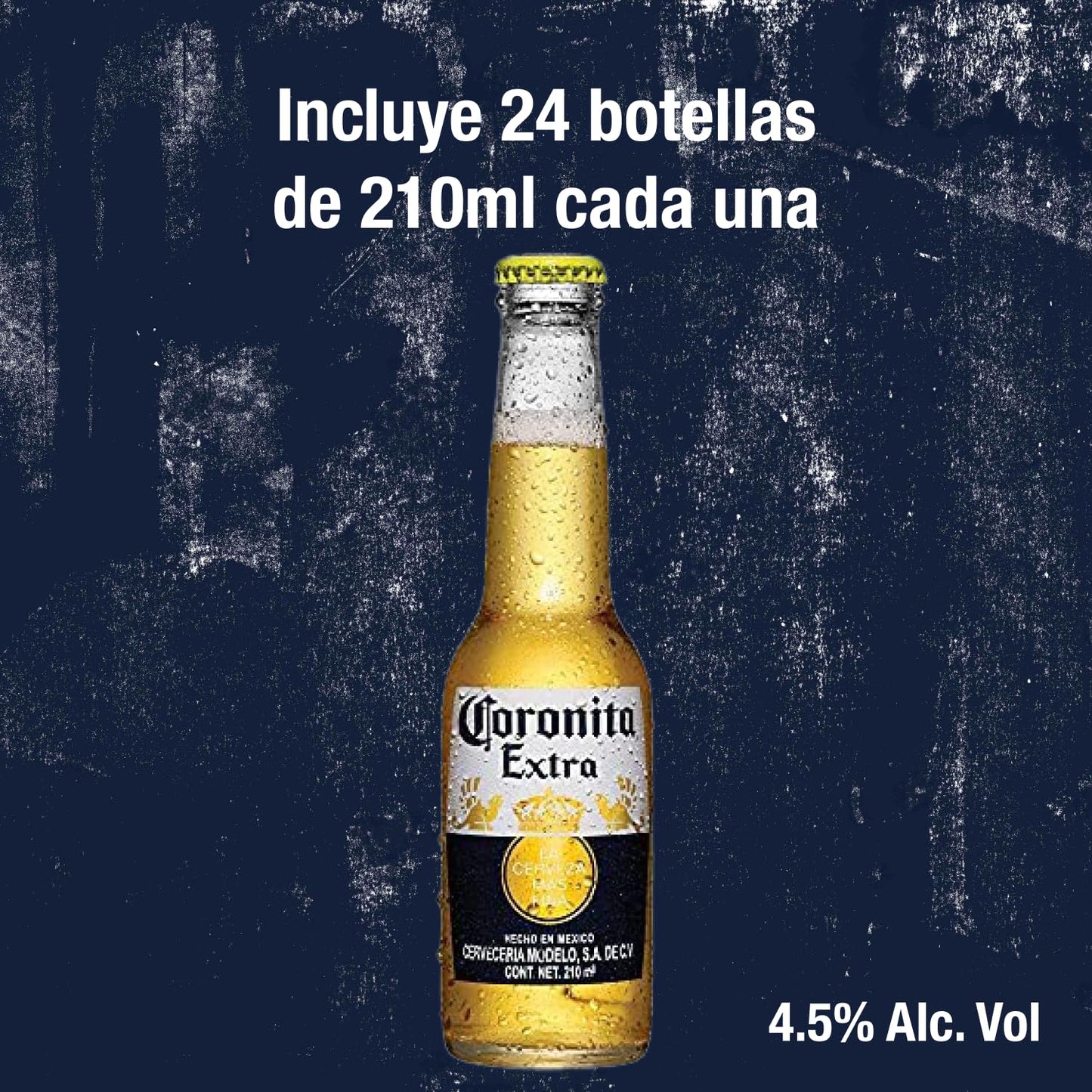 Cerveza Clara Coronita Extra tipo Pilsener, 24 botellas de 210 ml, disfruta su auténtico sabor ligeramente amargo y Fresco, disfrútala fría