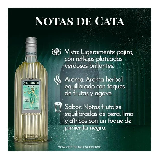 Tequila Blanco Gran Centenario Plata - 950 ml